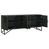 Riddell Matte Black 4-door Accent Cabinet - Ornate Home