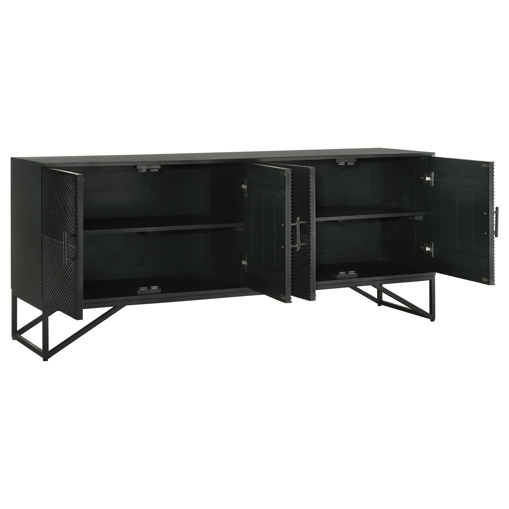 Riddell Matte Black 4-door Accent Cabinet - Ornate Home