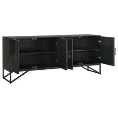 Riddell Matte Black 4-door Accent Cabinet - Ornate Home