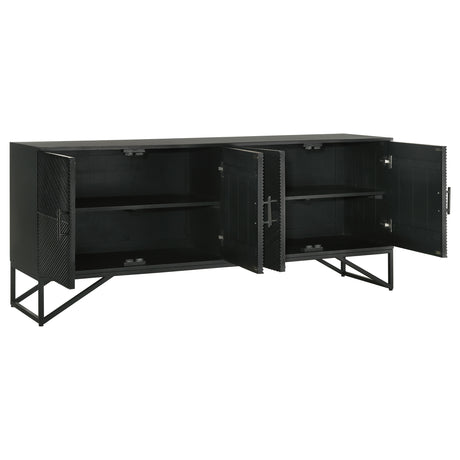 Riddell Matte Black 4-door Accent Cabinet - Ornate Home