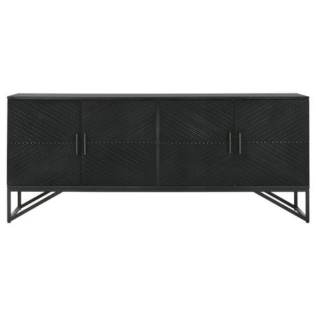 Riddell Matte Black 4-door Accent Cabinet - Ornate Home
