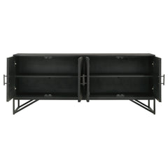Riddell Matte Black 4-door Accent Cabinet - Ornate Home