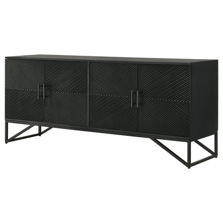 Riddell Matte Black 4-door Accent Cabinet - Ornate Home