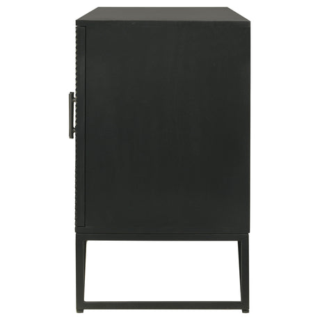 Riddell Matte Black 4-door Accent Cabinet - Ornate Home