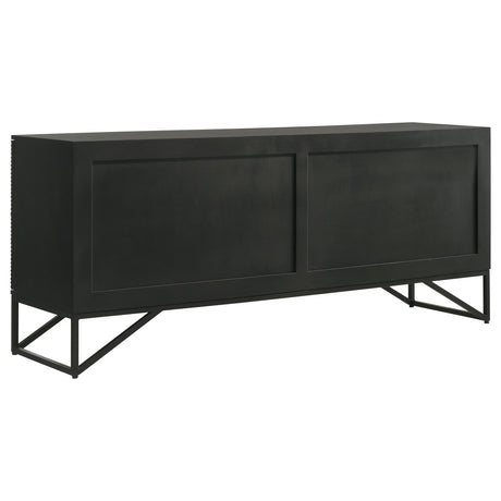 Riddell Matte Black 4-door Accent Cabinet - Ornate Home