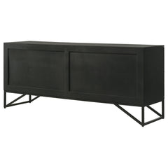 Riddell Matte Black 4-door Accent Cabinet - Ornate Home