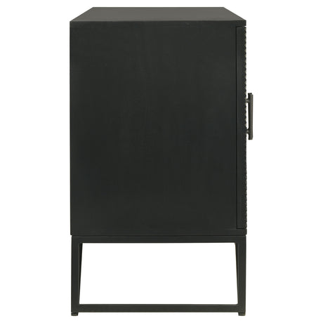 Riddell Matte Black 4-door Accent Cabinet - Ornate Home