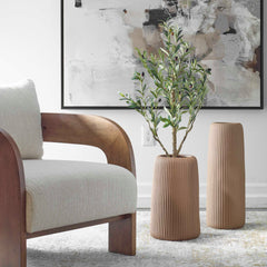 Ridge Light Brown Vases (Set of 2) - Ornate Home