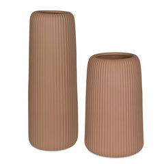 Ridge Light Brown Vases (Set of 2) - Ornate Home