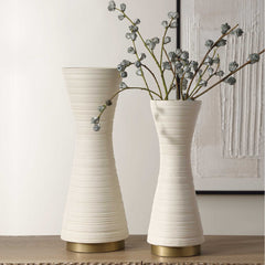 Ridgeline White Vases (Set of 2) - Ornate Home
