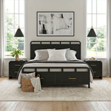 Ridgemont Black 3-Piece King Storage Bedroom Set with 2 Nightstands - Ornate Home