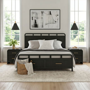 Ridgemont Black 3-Piece King Storage Bedroom Set with 2 Nightstands - Ornate Home