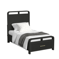 Ridgemont Black 3-Piece Twin Storage Bedroom Set with 2 Nightstands - Ornate Home