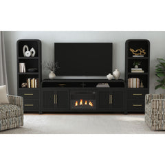 Ridgemont Black 4-Piece Entertainment Center with 82" TV Console - Ornate Home