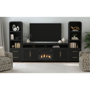 Ridgemont Black 4-Piece Entertainment Center with 82" TV Console - Ornate Home