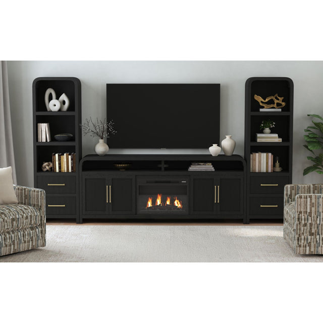 Ridgemont Black 4-Piece Entertainment Center with 82" TV Console - Ornate Home