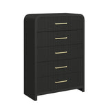 Ridgemont Black 5-Piece Queen Storage Bedroom Set with 2 Nightstands, Dresser & Chest - Ornate Home