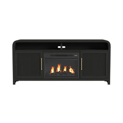 Ridgemont Black 70" TV Console with 23" Fireplace Insert (Ships in 2 Boxes) - Ornate Home