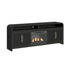 Ridgemont Black 82" TV Console with 23" Fireplace Insert (Ships in 2 Boxes) - Ornate Home