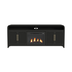 Ridgemont Black 82" TV Console with 23" Fireplace Insert (Ships in 2 Boxes) - Ornate Home