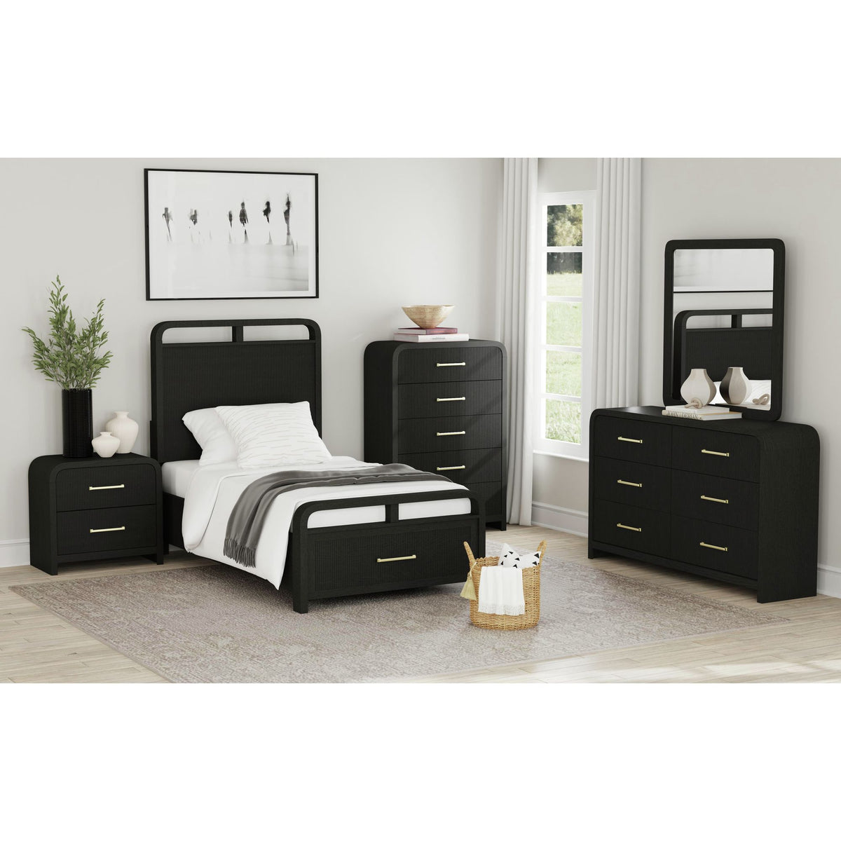 Ridgemont Black Dresser & Mirror Set - Ornate Home