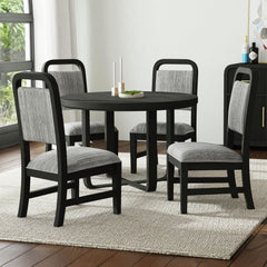 Ridgemont Black/Grey 5-Piece Standard Height Dining Set (Round Table & Four Fabric Chairs) - Ornate Home