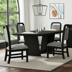 Ridgemont Black/Grey 5-Piece Standard Height Dining Set (Table & Four Fabric Chairs) - Ornate Home