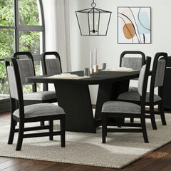 Ridgemont Black/Grey 7-Piece Standard Height Dining Set - Ornate Home