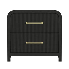 Ridgemont Black with Grain 2-Drawer Nightstand with USB - Ornate Home