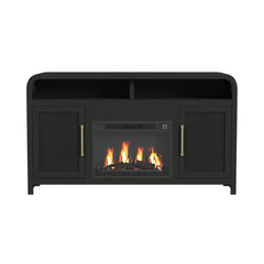 Ridgemont Black with Grain Complete 60" Fireplace Cabinet - Ornate Home