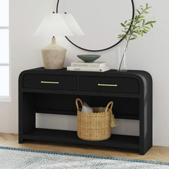 Ridgemont Black with Grain Sofa Table with Bottom Shelf - Ornate Home