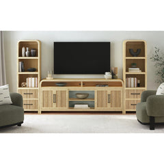 Ridgemont Natural 3-Piece Entertainment Center with 82" TV Console - Ornate Home