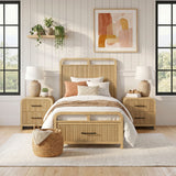 Ridgemont Natural 3-Piece Twin Storage Bedroom Set with 2 Nightstands - Ornate Home