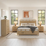 Ridgemont Natural 4-Piece King Storage Bedroom Set with 2 Nightstands & Chest - Ornate Home