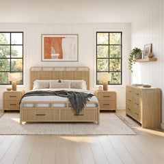 Ridgemont Natural 4-Piece King Storage Bedroom Set with 2 Nightstands & Dresser - Ornate Home