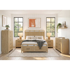 Ridgemont Natural 5-Piece Queen Storage Bedroom Set with 2 Nightstands, Dresser & Chest - Ornate Home