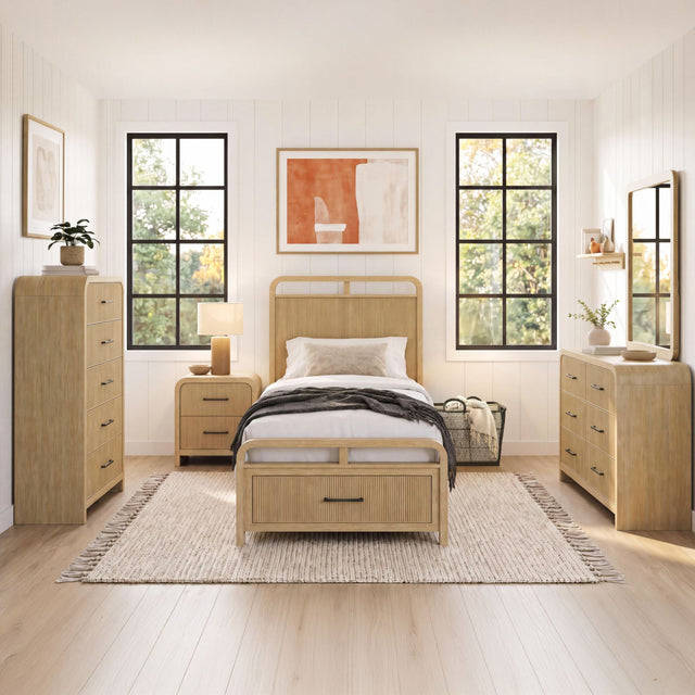 Ridgemont Natural 5-Piece Twin Storage Bedroom Set - Ornate Home
