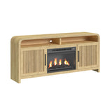 Ridgemont Natural 70" TV Console with 23" Fireplace Insert (Ships in 2 Boxes) - Ornate Home