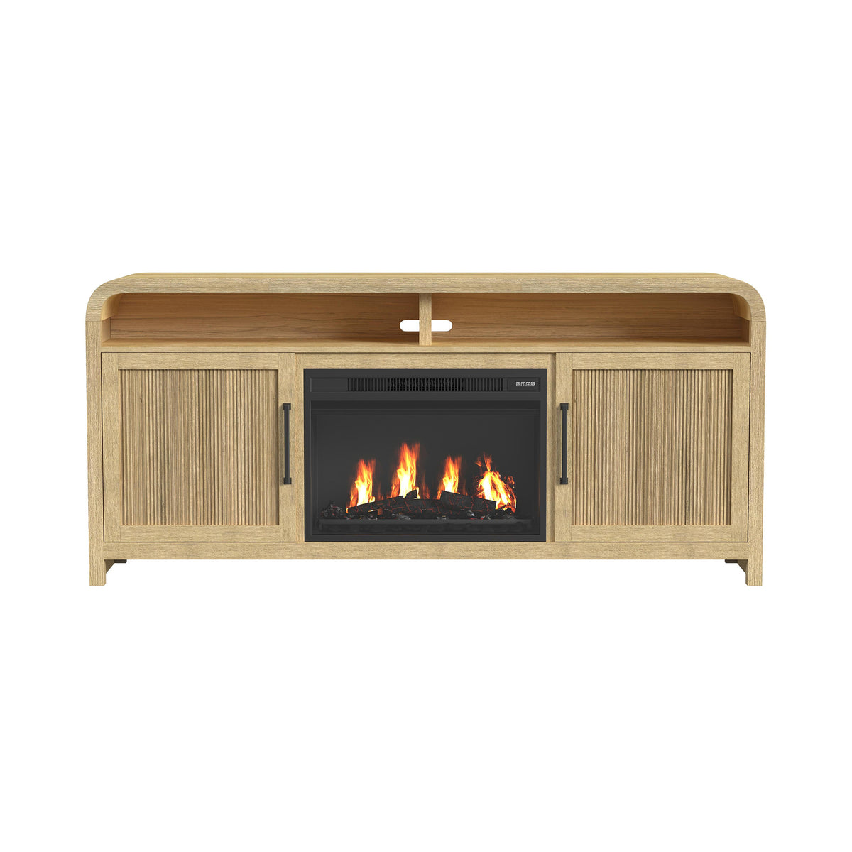 Ridgemont Natural 70" TV Console with 23" Fireplace Insert (Ships in 2 Boxes) - Ornate Home