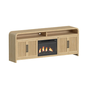 Ridgemont Natural 82" TV Console with 23" Fireplace Insert (Ships in 2 Boxes) - Ornate Home