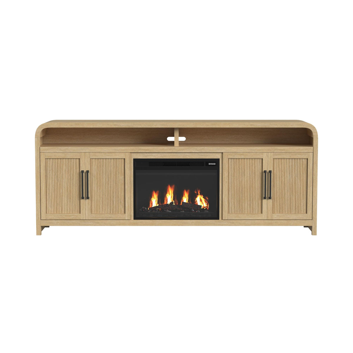 Ridgemont Natural 82" TV Console with 23" Fireplace Insert (Ships in 2 Boxes) - Ornate Home