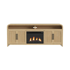Ridgemont Natural 82" TV Console with 23" Fireplace Insert (Ships in 2 Boxes) - Ornate Home