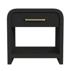 Ridgemont Black with Grain End Table with USB