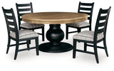 Ridgester Beige/Black Dining Table and 4 Chairs - Ornate Home