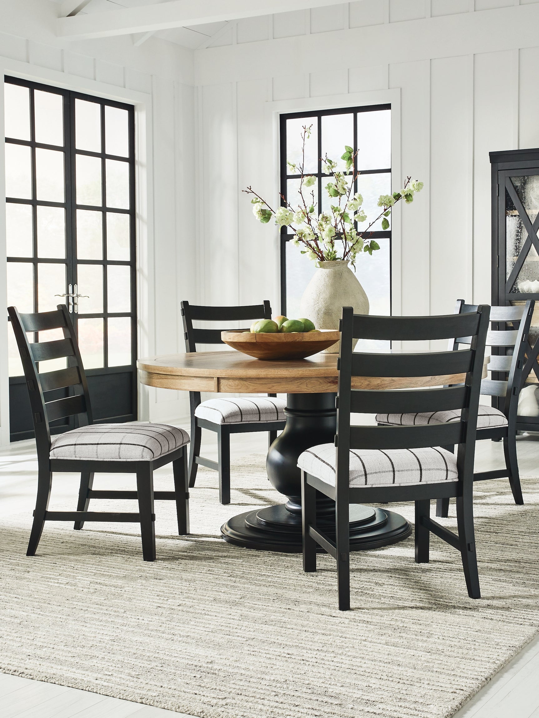 Ridgester Beige/Black Dining Table and 4 Chairs - Ornate Home