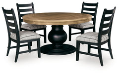 Ridgester Beige/Black/Light Brown Dining Table and 4 Chairs - Ornate Home