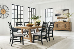 Ridgester Beige/Black/Light Brown Extension Dining Table and 6 Side Chairs - Ornate Home
