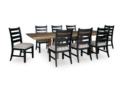 Ridgester Beige/Black/Light Brown Extension Dining Table and 8 Side Chairs - Ornate Home