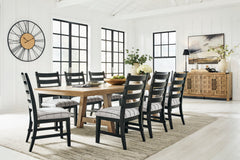 Ridgester Beige/Black/Light Brown Extension Dining Table and 8 Side Chairs - Ornate Home