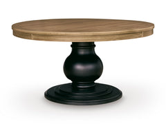 Ridgester Beige/Black/Light Brown Round Dining Table and 6 Chairs - Ornate Home